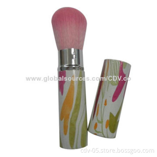 Makeup Retractable Brushes, Made of Aluminum Ferrule and Handle, with Double Color Synthetic Hair